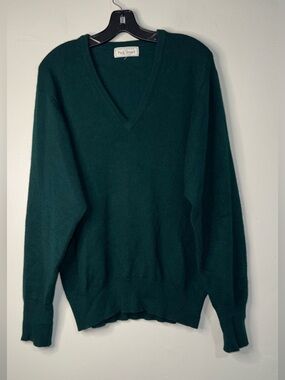 Paul Stuart Cashmere Made in Scotland Deep Green V-Neck Men's Sweater